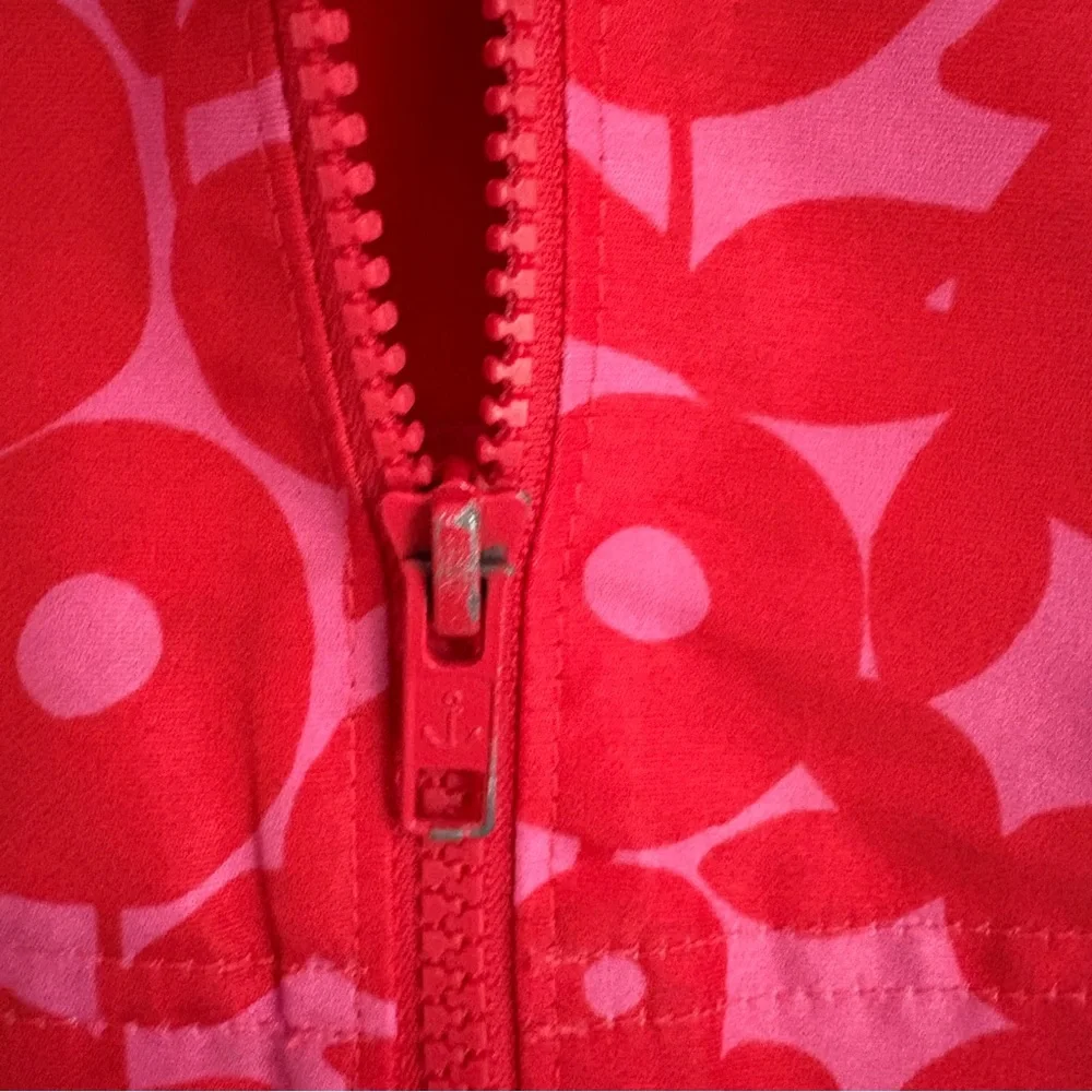 Land’s End | Girls Lightweight Pink Red Floral Zip Up‎ Jacket w Hood Size 4